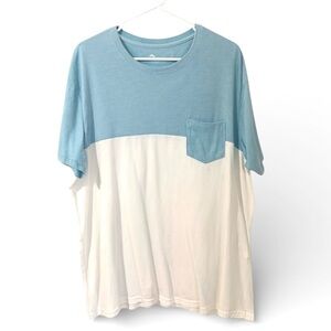 Sonoma Men’s XXL Blue White Colorblock Pocket Tee Casual Shirt